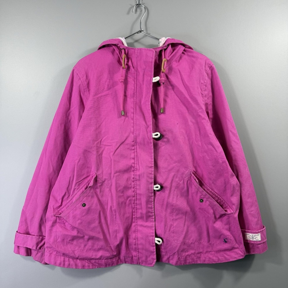 Joules Right As Rain Jacket Womens 14 Pink Hooded Waterproof Toggle Coat Lined